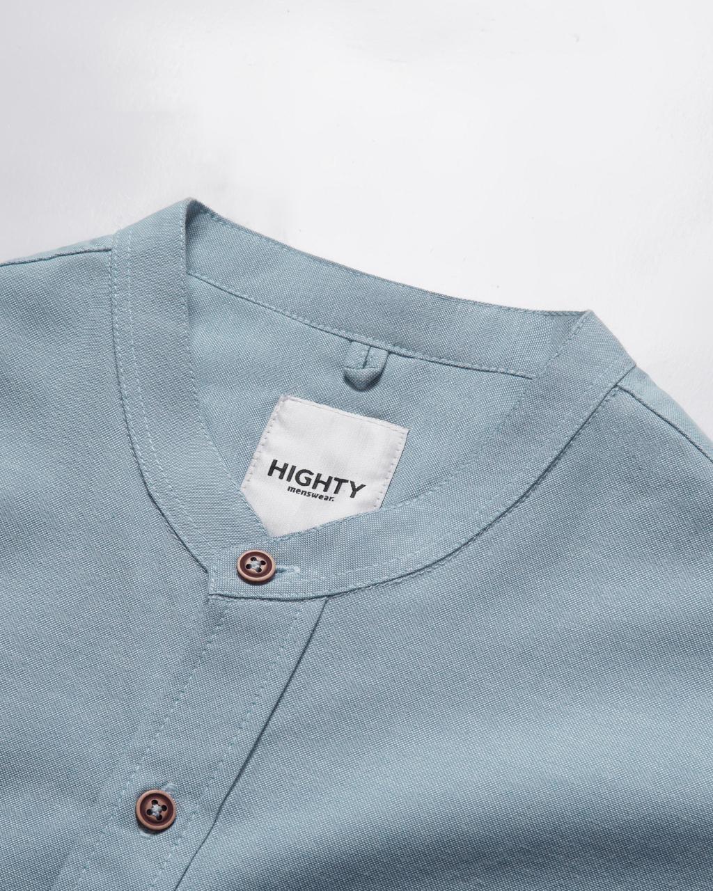 Light Blue Band Collar Oxford Shirt - Image 3
