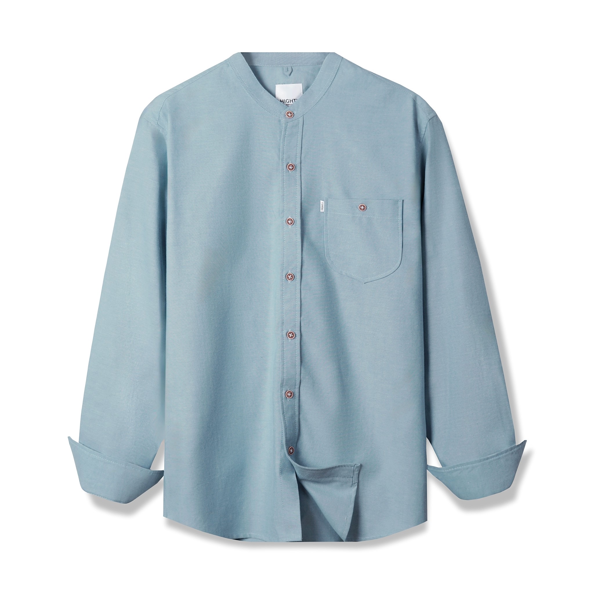 Light Blue Band Collar Oxford Shirt