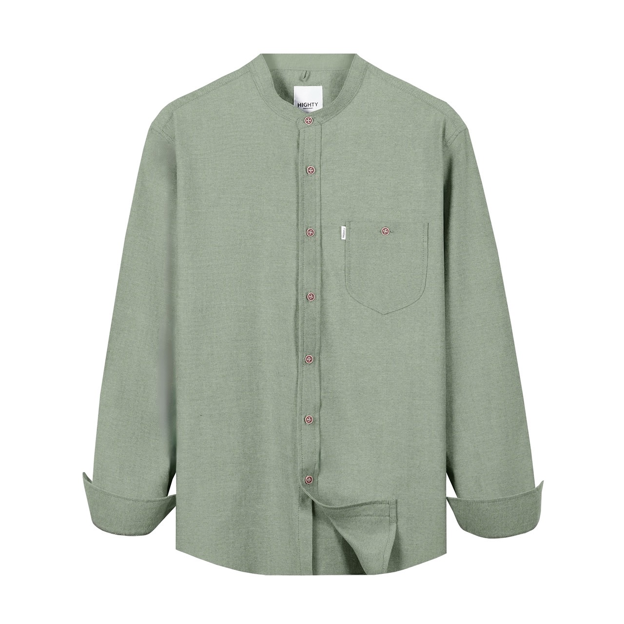 Green Band Collar Oxford Shirt