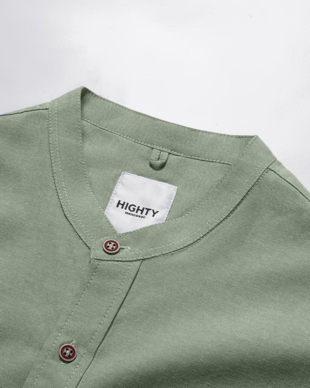 Green Band Collar Oxford Shirt - Image 3