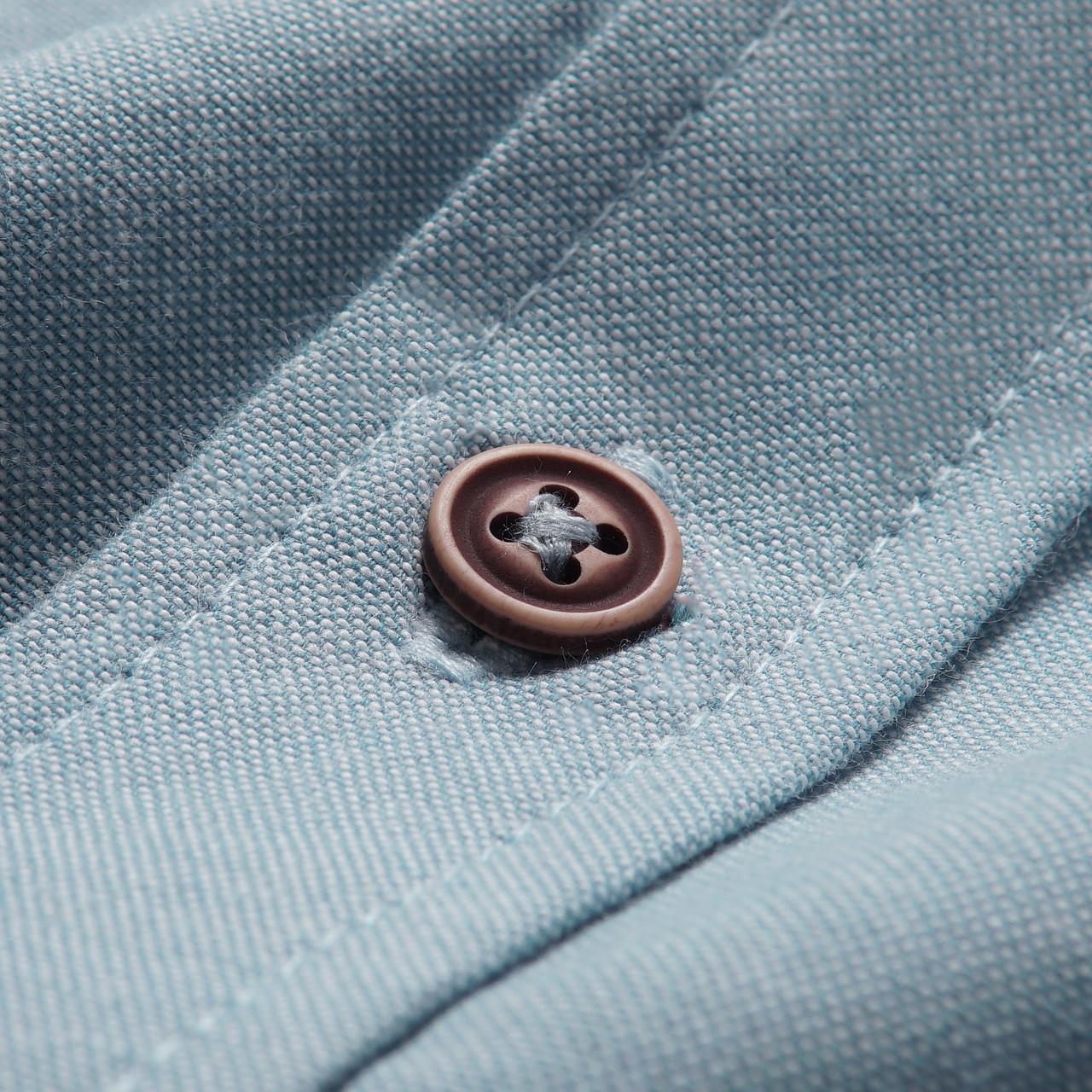 Light Blue Band Collar Oxford Shirt - Image 5