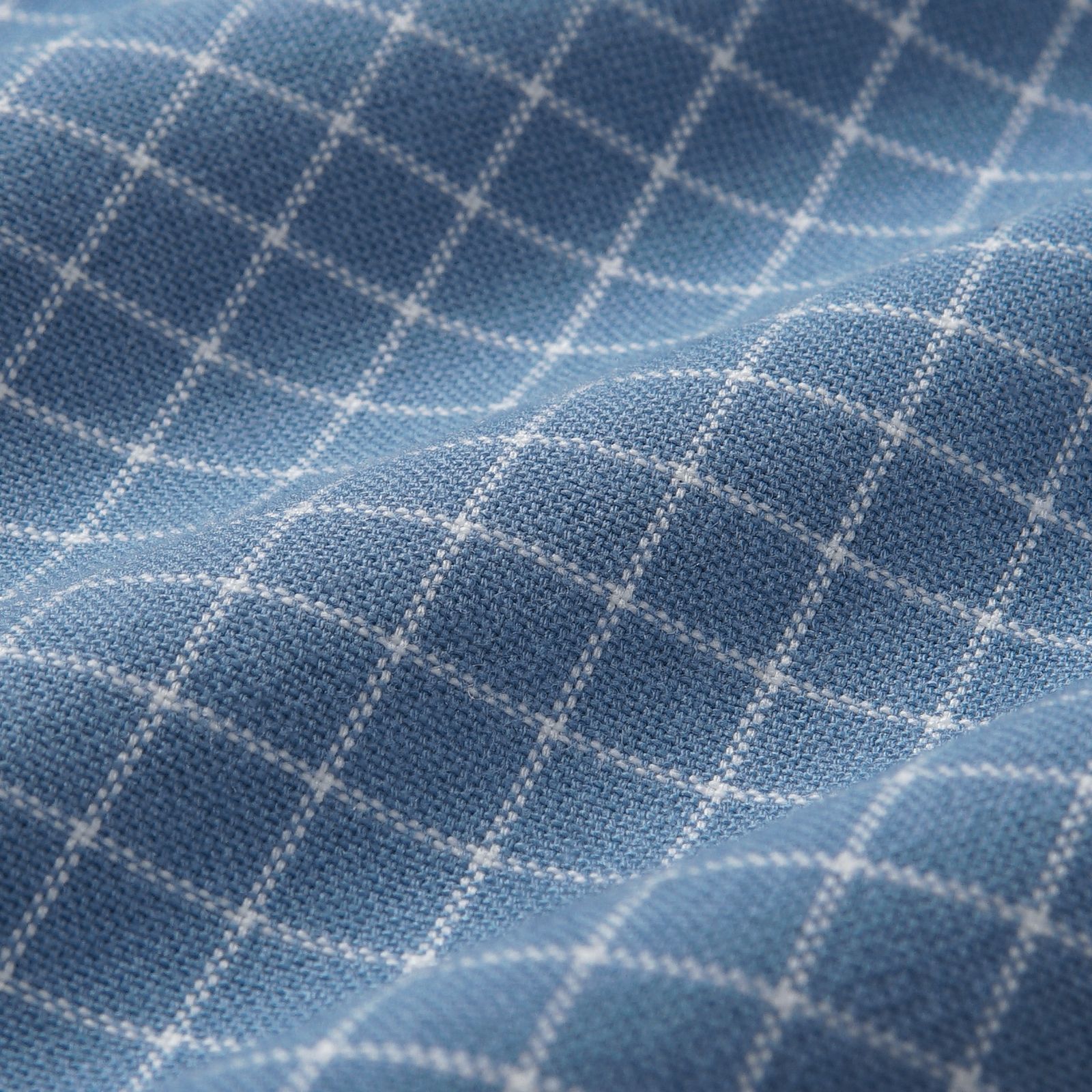 Blue Plaid Band Collar Oxford Shirt - Image 6