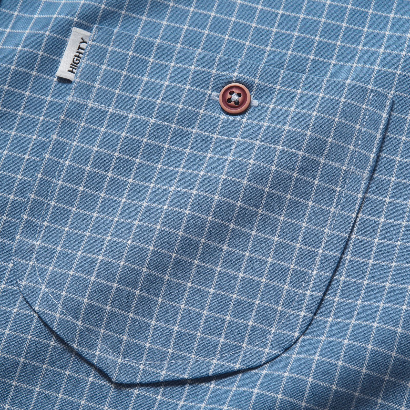 Blue Plaid Band Collar Oxford Shirt - Image 4