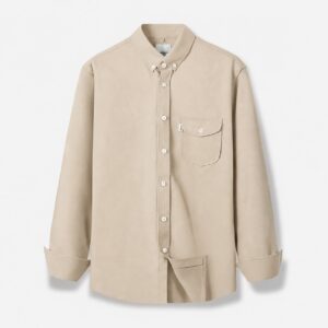 Beige Plain Cotton Shirt