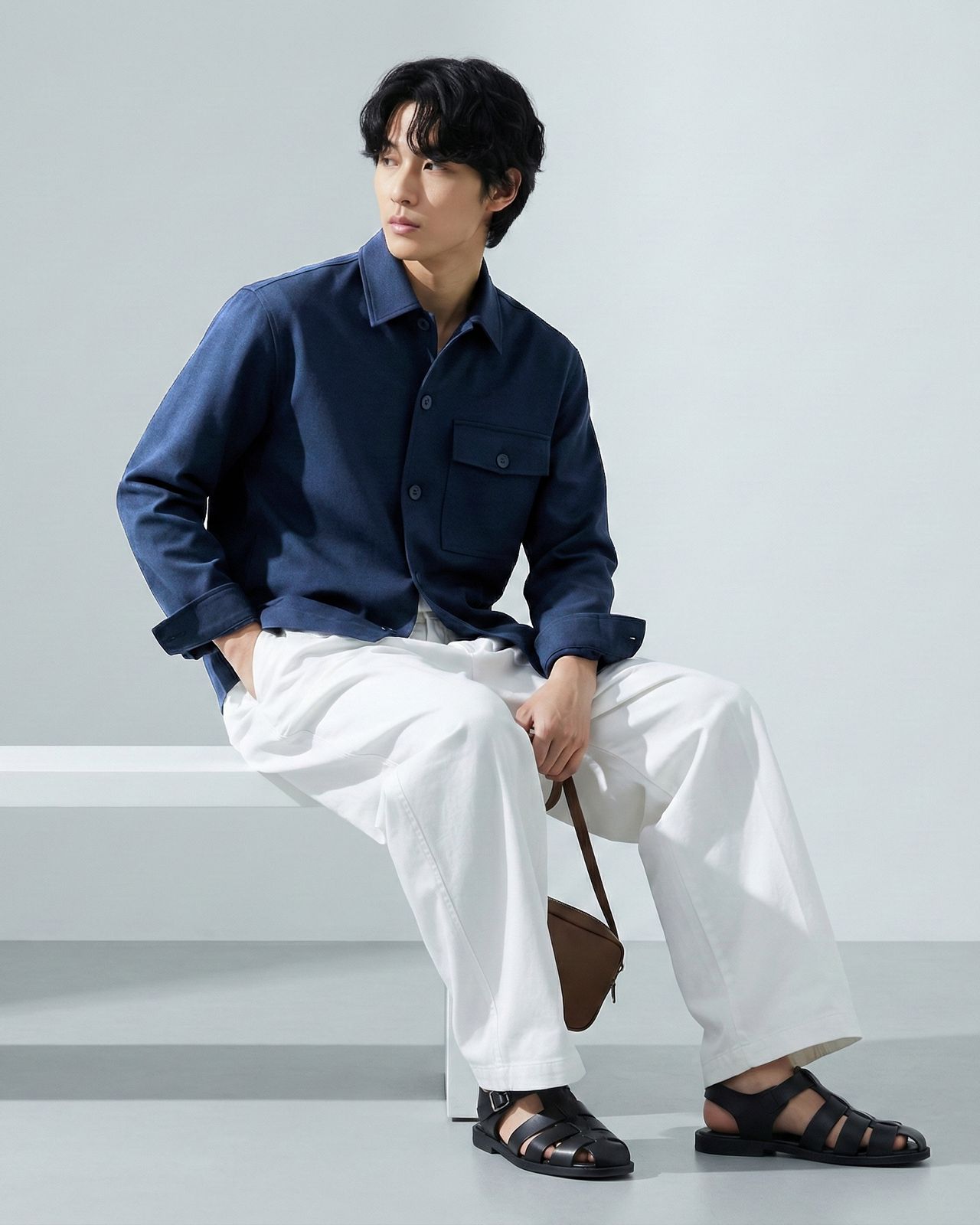 Minimal Blue Twill Overshirt - Image 6