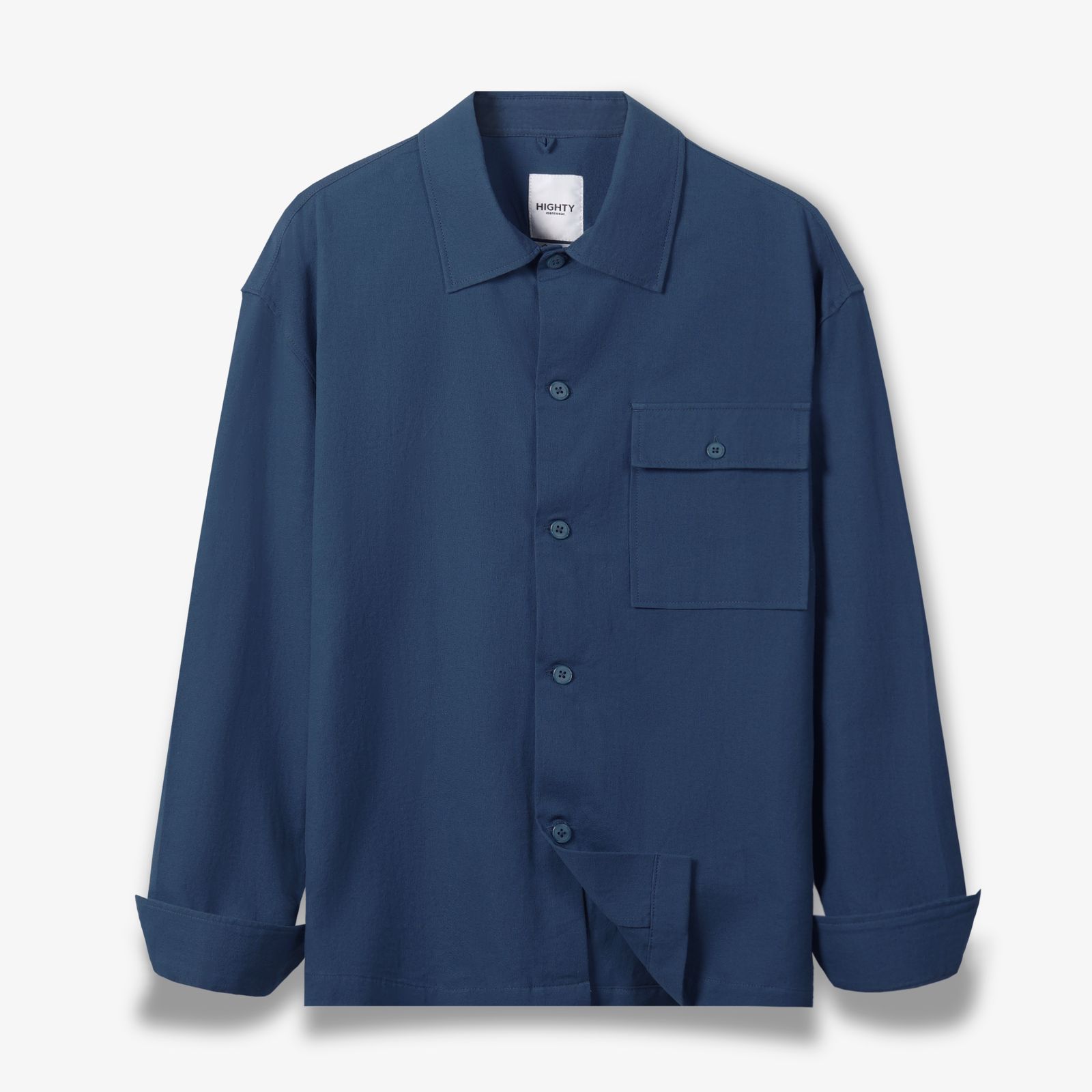 Minimal Blue Twill Overshirt