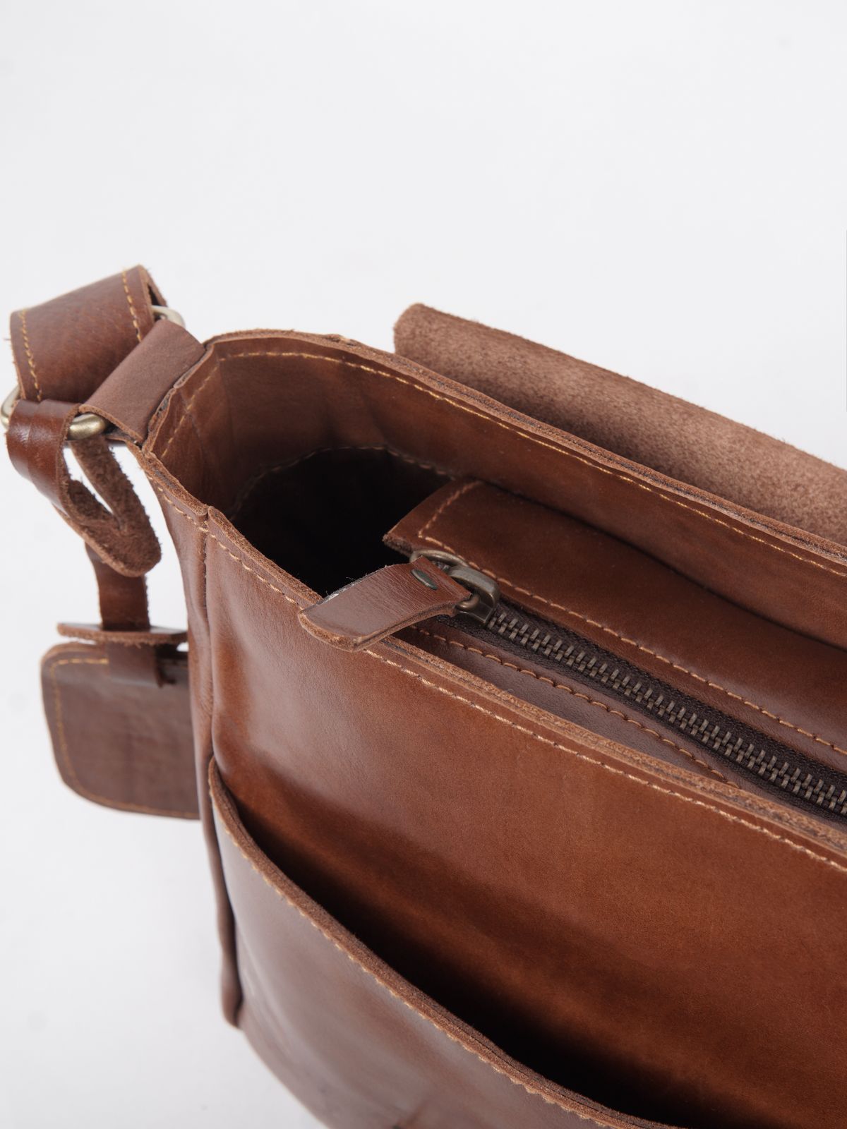 Norton Brown Leather Messenger Bag - Image 5