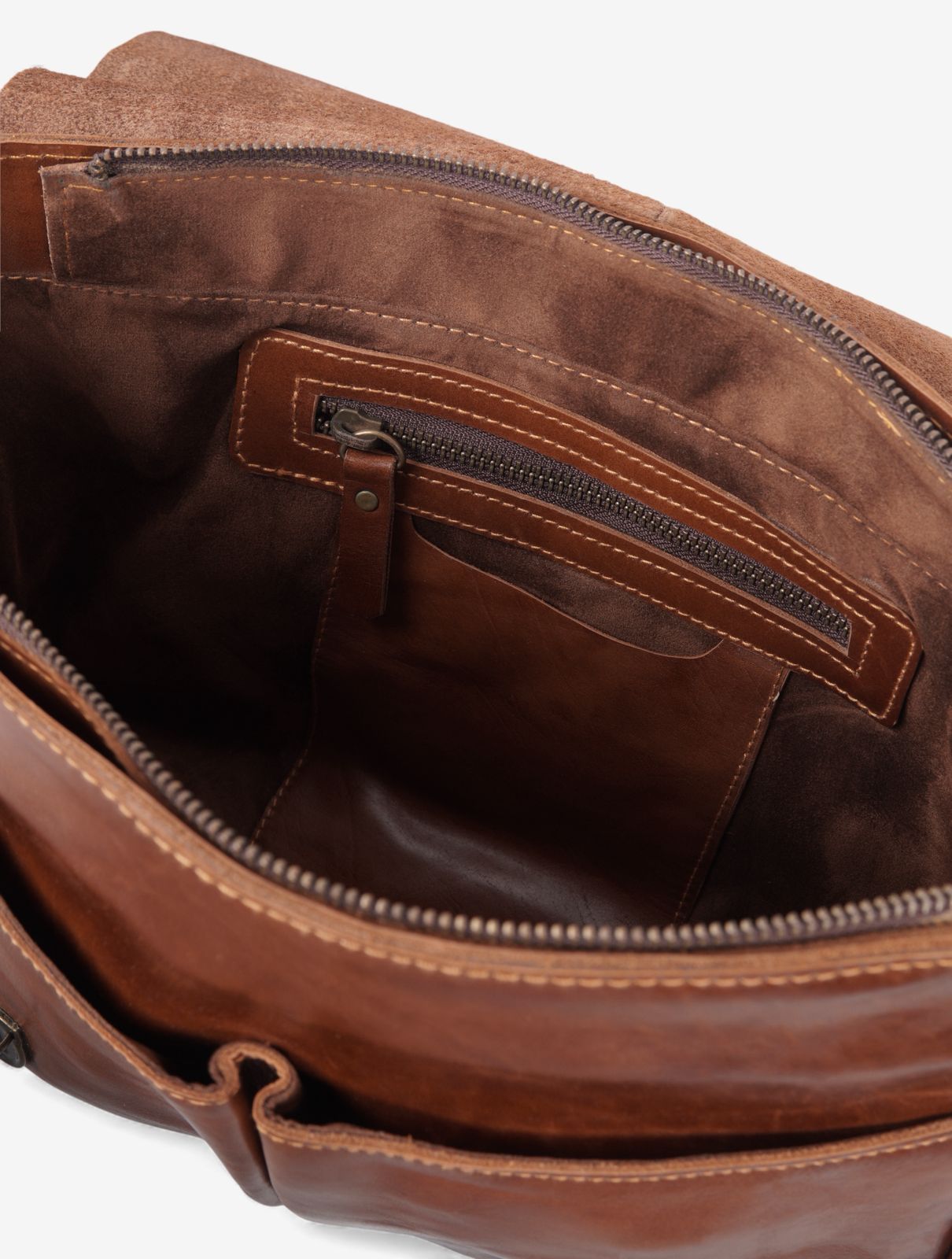 Norton Brown Leather Messenger Bag - Image 6