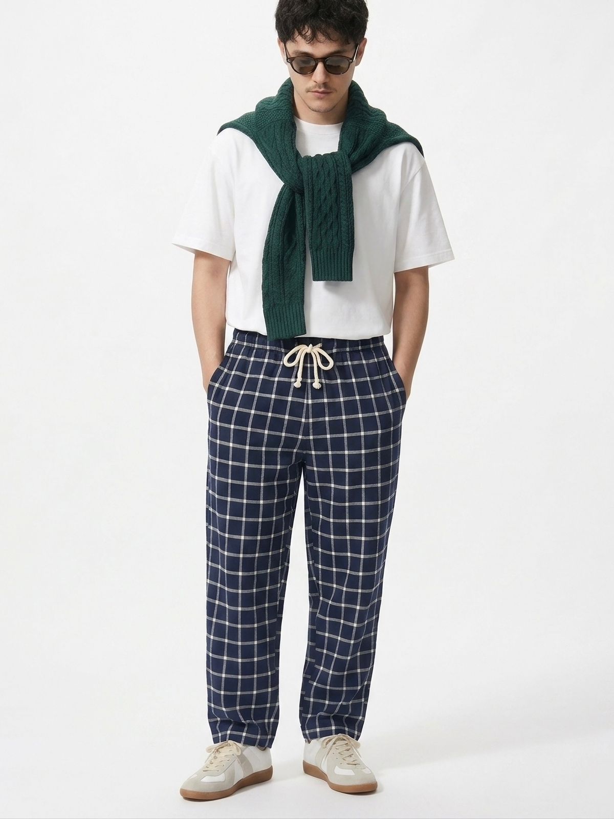 Navy Plaid Flannel Pants - Image 3