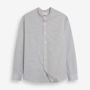 Light Grey Plain Mandarin Long Sleeve Shirt
