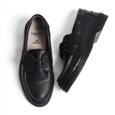 Noah Black Leather Boat Shoe