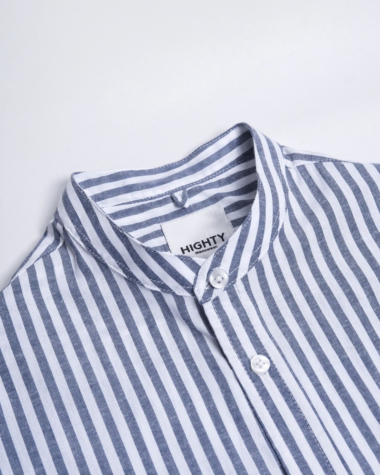Ted Navy Mandarin Stripe Shirt - Image 3