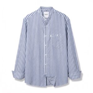 Ted Navy Mandarin Stripe Shirt