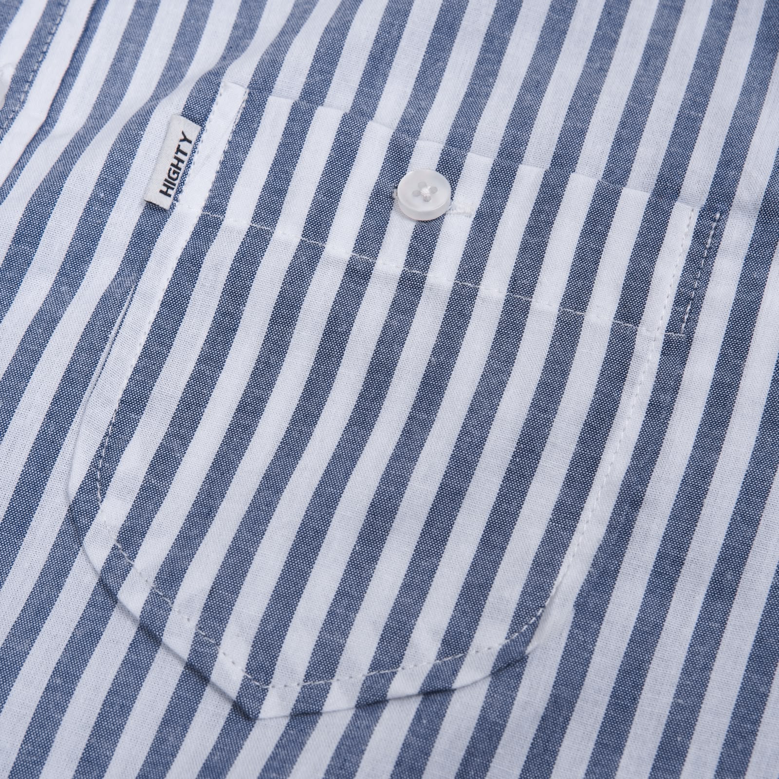 Ted Navy Mandarin Stripe Shirt - Image 4