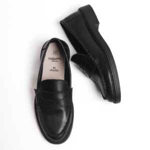Penny Black Leather Loafers